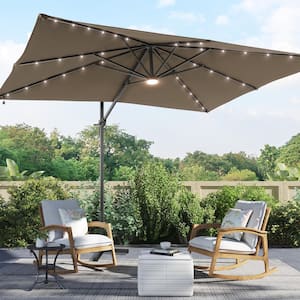 Taupe Premium 10x8 ft. LED Cantilever Patio Umbrella - Outdoor Comfort with 360° Rotation and Canopy Angle Adjustment