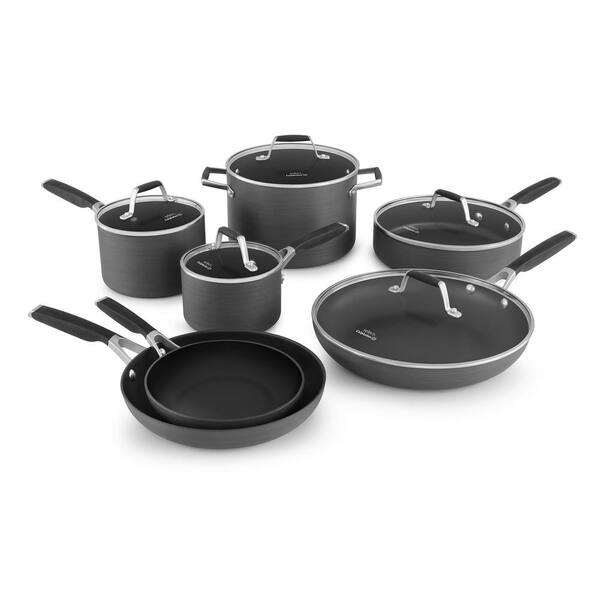 Calphalon Select 12 Piece Hard Anodized Aluminum Nonstick Cookware Set In Black 1961897 The Home Depot