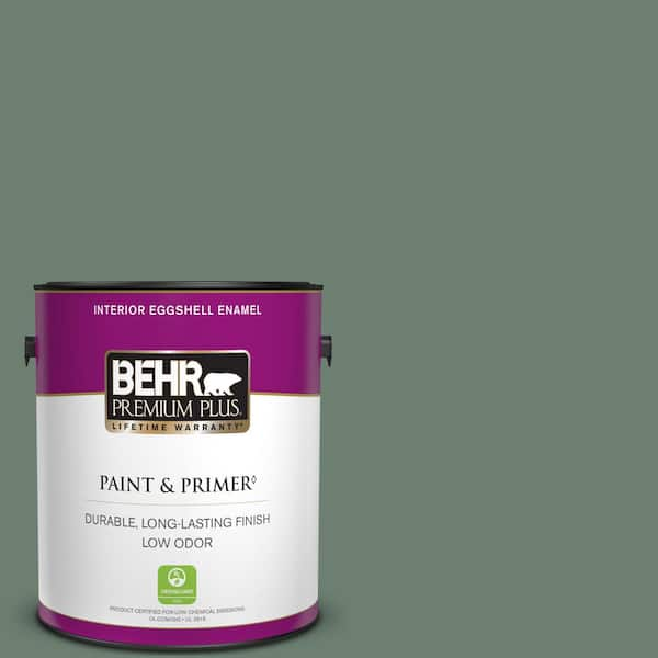 BEHR PREMIUM PLUS 1 gal. #460F-5 Island Palm Eggshell Enamel Low Odor Interior Paint & Primer