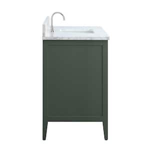 42 in. W x 22 in. D x 34 in. H Single Sink Bathroom Vanity Cabinet in Vintage Green with Engineered Marble Top