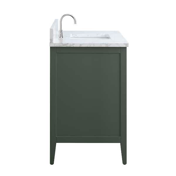 42 in. W x 22 in. D x 34 in. H Single Sink Bathroom Vanity Cabinet in Vintage Green with Engineered Marble Top
