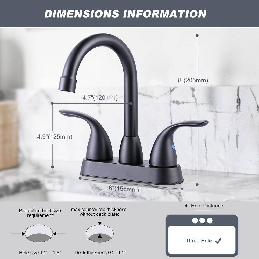Matte Black Stainless Steel Double Handle Centerset Faucet