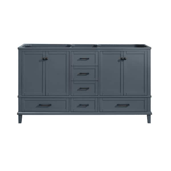 Home Decorators Collection Merryfield 60 In W X 21 1 2 D Bathroom Vanity Cabinet Only Dark Blue Gray 19112 V60 Dg The Depot - Home Depot Bathroom Cabinets Without Sink