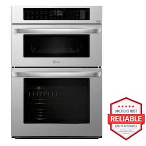 30 in. Combination Double Electric Smart Wall Oven w/Convection, EasyClean, Built-in Microwave in Stainless Steel
