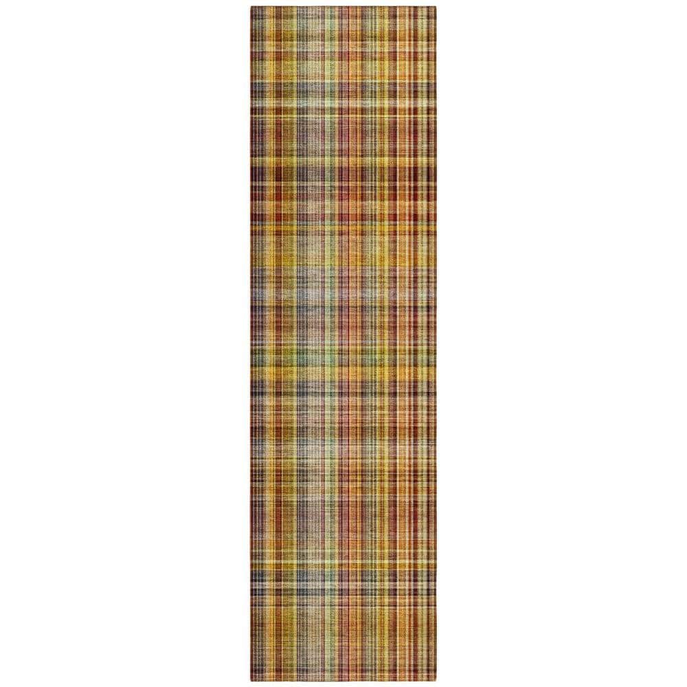 Orange 2 ft. x 8 ft. Woven Plaid Runner Indoor/Outdoor Area Rug price history on PriceWatchPro