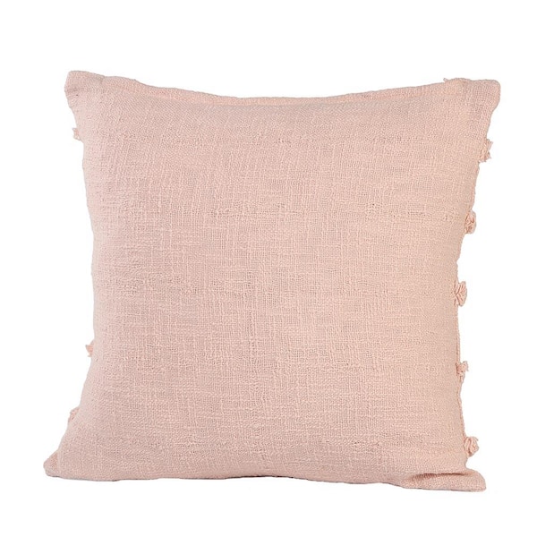Striped Blush Pink Over Tufted Solid 20 in. x 20 in. Indoor