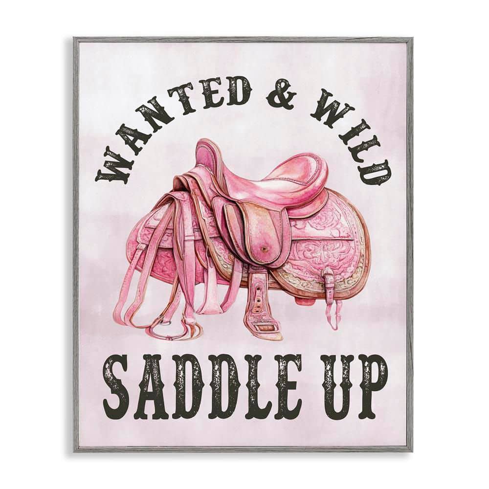 Pink Saddle Up Cowgirl by Lettered and Lined Gray Framed Typography Giclee Art Print 14 in. x 11 in. price history on PriceWatchPro