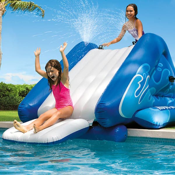 Intex Blue Vinyl Inflatable Pool Water Slide, Blue (2-Pack) and Repair Kit (2-Pack)