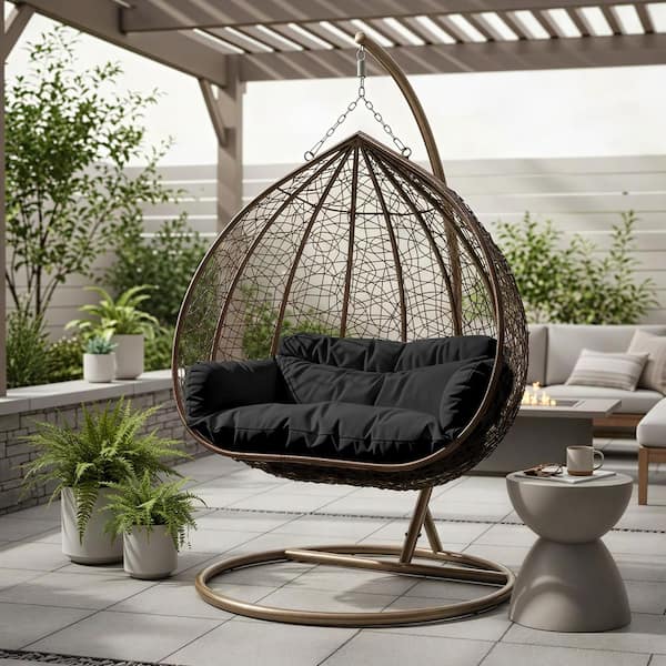 Leisuremod Hanging Metal Porch Swing Chair in Brown Stainless - Main Image