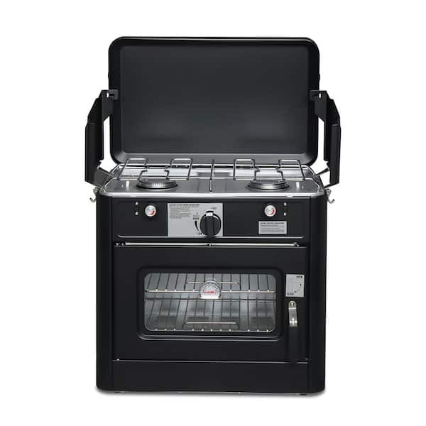 Winado Outdoor 2- Burner Portable Tabletop Propane Gas Grill and Camping Oven in Black