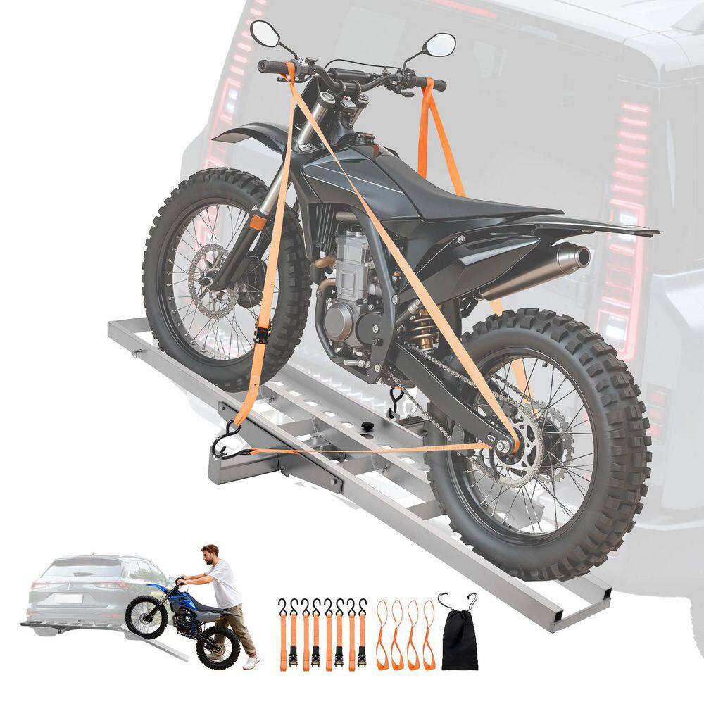 Motorcycle Carrier, 400 lbs. Capacity, Heavy Duty Aluminum Hitch Mount Rack with 47in. Loading Ramp, Straps & Stabilizer price history on PriceWatchPro