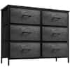 Sorbus 6-Drawer Black Dresser Steel Frame Wood Top Easy Pull Fabric Bins 24.62 in. H x 31.5 in. W x 11.75 in. D DRW-CU6-RUBLK