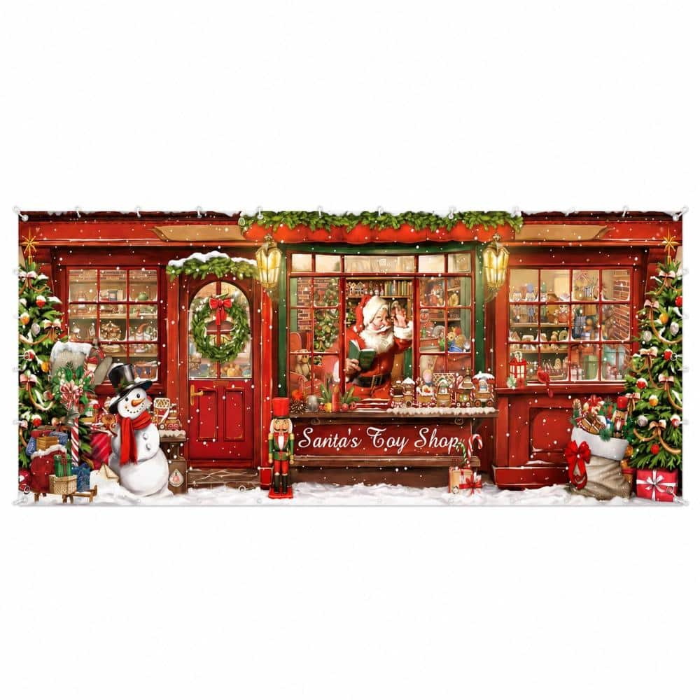 Justincity 16.4 ft Christmas Garage Door Banner Santa s Toy Shop