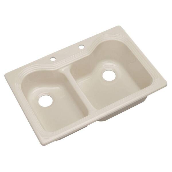 Thermocast Breckenridge Drop-In Acrylic 33 in. 2-Hole Double Bowl Kitchen Sink in Natural