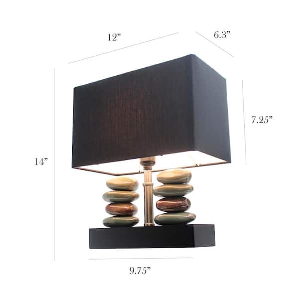 Zending grens partitie Elegant Designs Monterey 14.5 in. Rectangular Dual Stacked Stone Ceramic  Table Lamp with Black Shade LT1036-BLK - The Home Depot