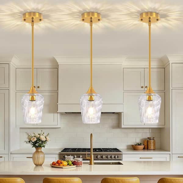 ZSMIHDOH 1-Light Gold Modern Pendant Light with Crystal Glass