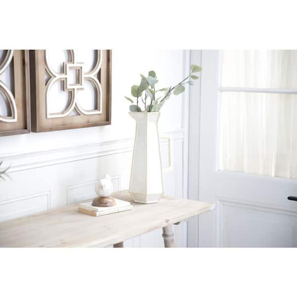 PRIVATE BRAND UNBRANDED 14 in. White Handmade Ceramic Decorative Vase