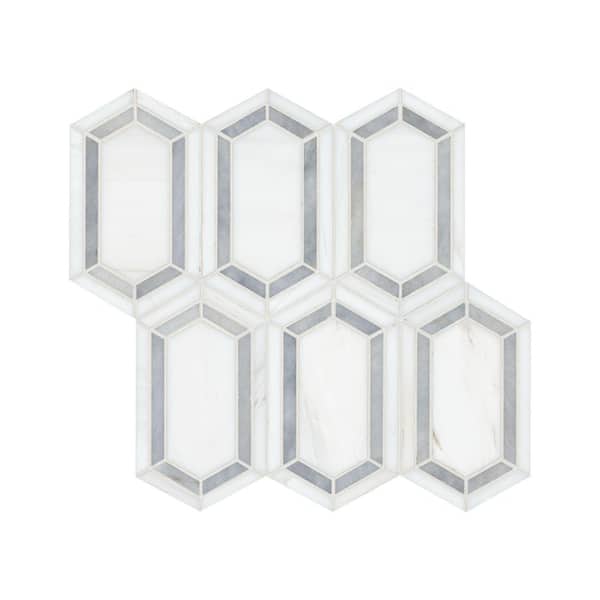MSI Pavilion Picket 12 in x 12 in. x 0.38 in. Polished Marble Mesh-Mounted Mosaic Floor and Wall Tile (1 sq. ft./Each)