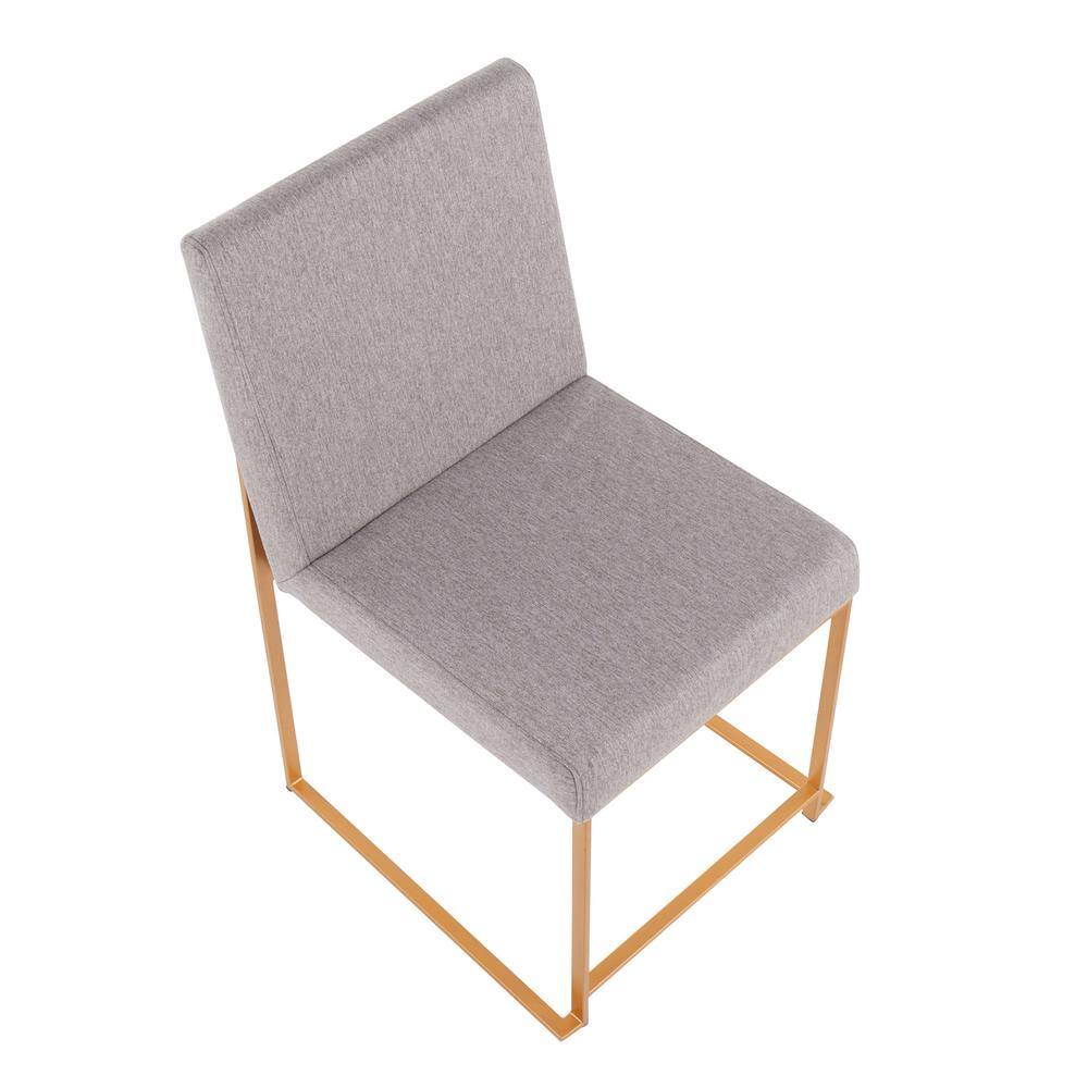 High Back Gold Metal Frame Light Grey Upholstered Side Chair