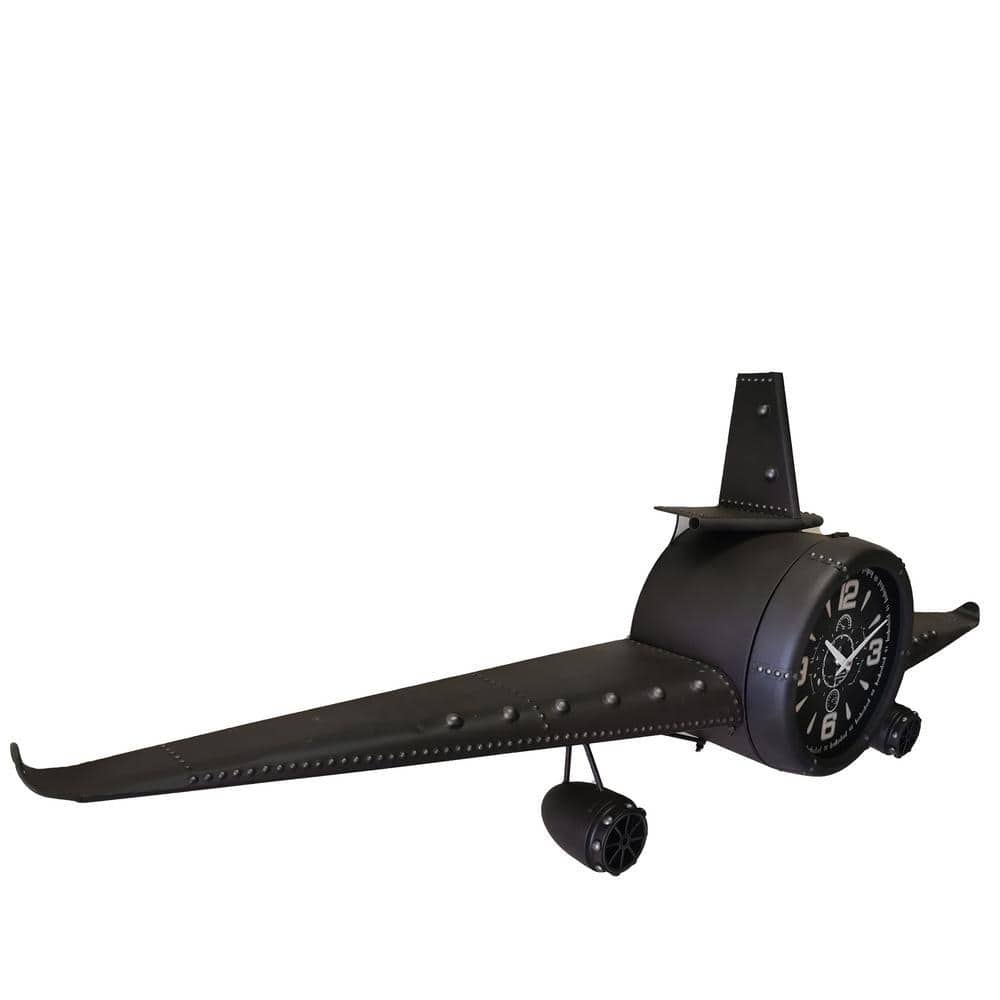 PETERSON ARTWARES Airplane Clock Metal Large Large Rustic Color