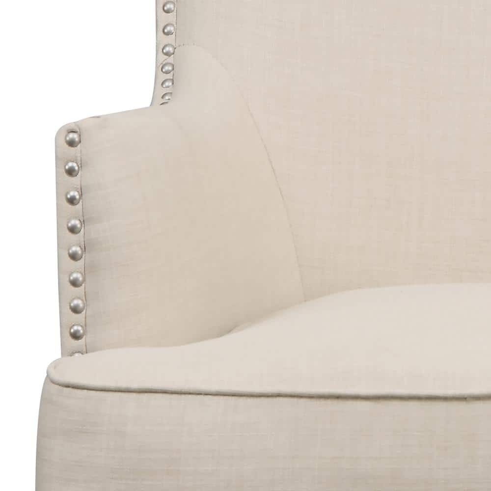 Heirloom Natural Beige Wood Wingback Accent Chair