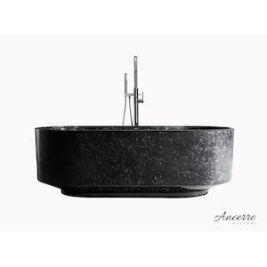 Odessa 67 in. x 30.7 in. Forged Carbon Fiber Soaking Bathtub with Center Drain in Black