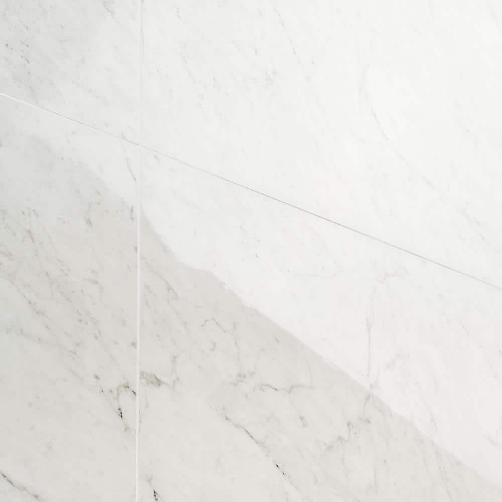 Saroshi 24" x 48" Polished White Marble Look Porcelain Tile