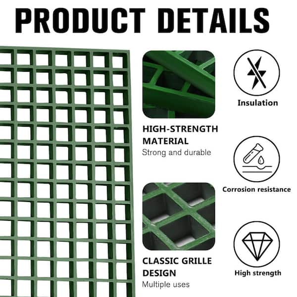 Wellco 1 ft. x 4 ft. x 1 in. Green Fiberglass Paver Molded Grating