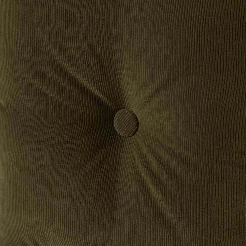 Brown Corduroy Button-Tufted 20" Square Floor Pillow