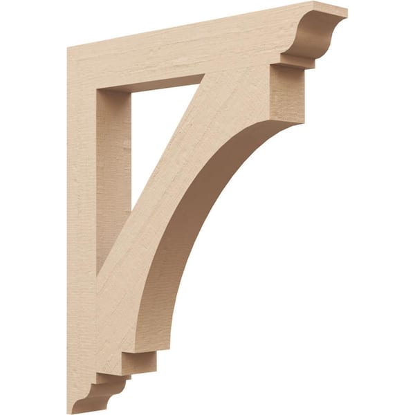 Ekena Millwork 3.5 in. x 28 in. x 24 in. Imperial Traditional Rough Cedar Woodgrain Timberthane Polyurethane Bracket, Primed Tan