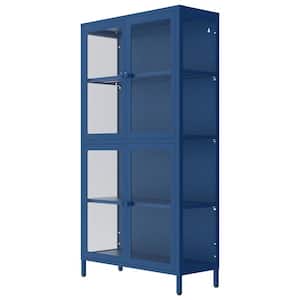 31.5 in. W x 12.6 in. D x 59.06 in. H Bathroom Blue Linen Cabinet