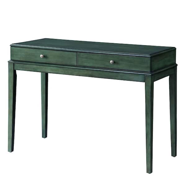 Unbranded 43 in. Retro Retangular Antique Green Wood 2-Drawer Writing Desk