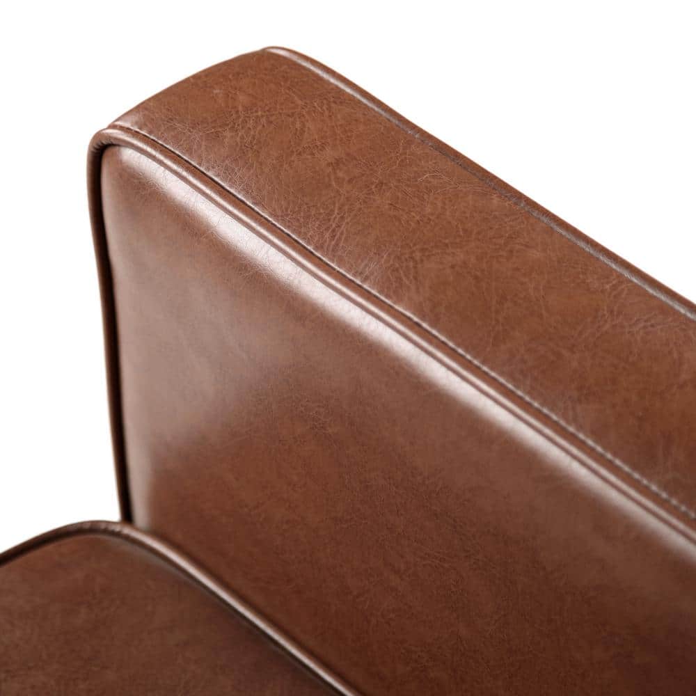 Mid-Century Modern Smooth Brown Faux Leather Recliner