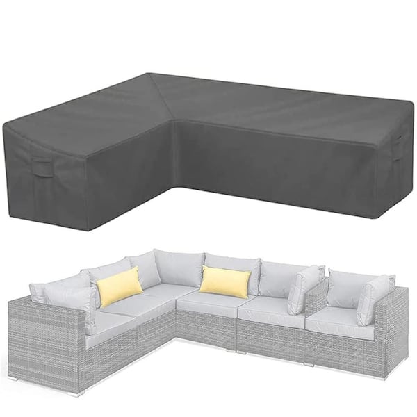Waterproof Patio Furniture Cover Patio Left L-Shaped Sofa Cover, Gray