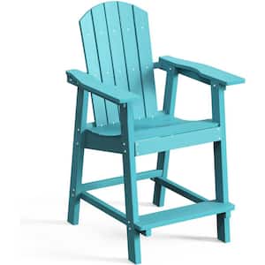 25 in. Tall Adirondack Poly Bar Height Balcony Chairs, Weather Resistant Outdoor Patio Barstool Lifeguard Chair