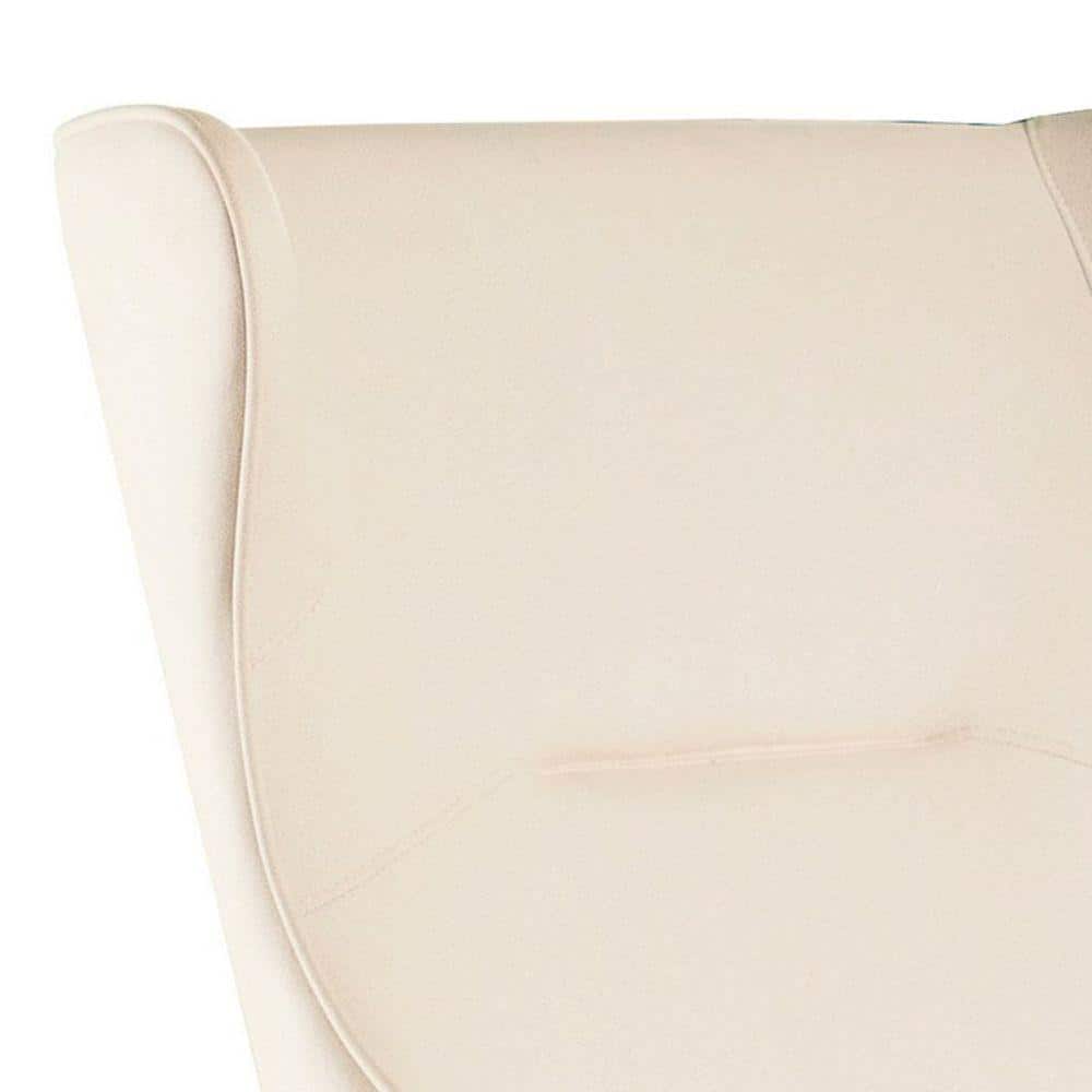 Beige Faux Leather Wingback Accent Chair with Wood Frame