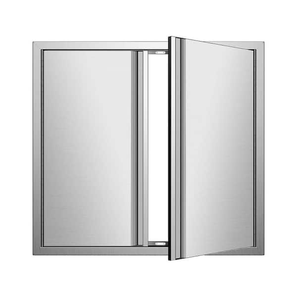 Stainless Steel 26 x 24 x 3 Inch Double BBQ Access Doors Outdoor Kitchen Cabinet Heavy Duty Brushed Finish