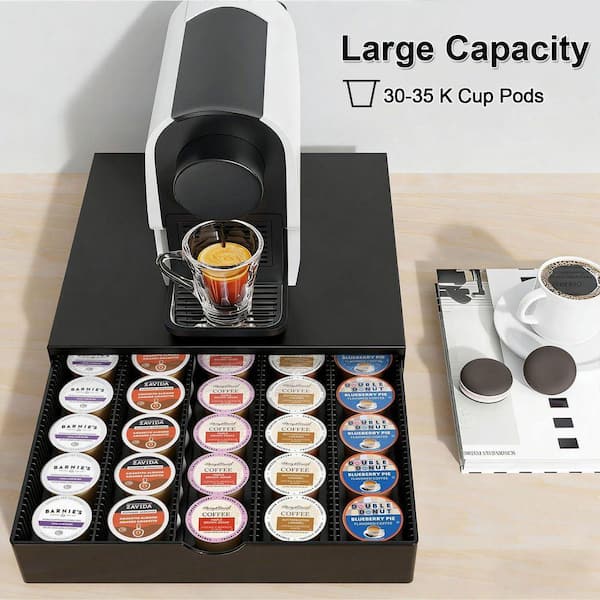 Lynzavix Black Coffee Pod Drawer Organizer with Large-Capacity