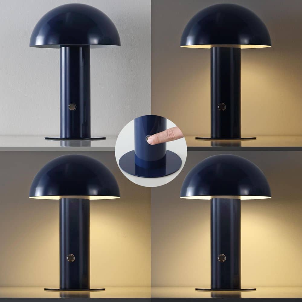Boletus Bohemian 10.75'' Satin Navy Cordless Metal Mushroom Lamp