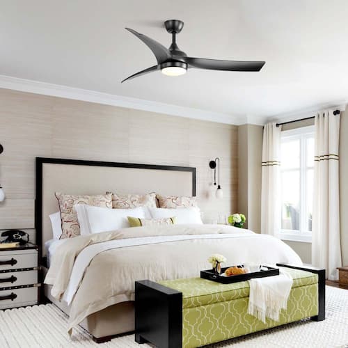 AuraVista Lite 52 in. Indoor Black Ceiling Fan and Remote Control 3 ABS Blades Noiseless Reversible DC Motor MODERN HABITAT Ceiling Fans With Lights