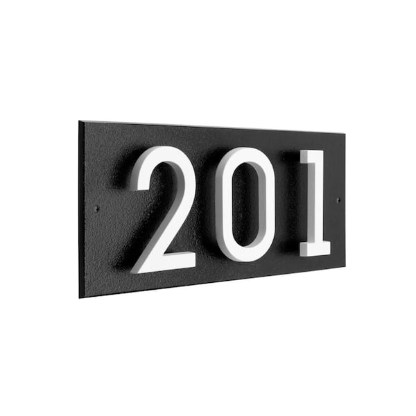 Floating Stand-Off 3-Number Horizontal Sign Black with White Modern Font Numbers