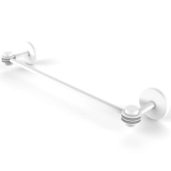 Allied Brass Satellite Orbit 1 Collection 18 in. Wall Mounted Towel Bar with Dotted Accents in Matte White