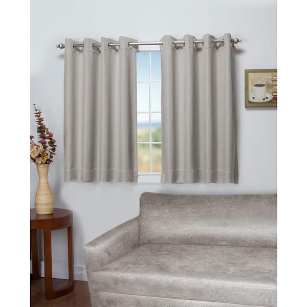 RICARDO Stone Canvas Solid 50 in. W x 45 in. L Grommet Blackout Curtain
