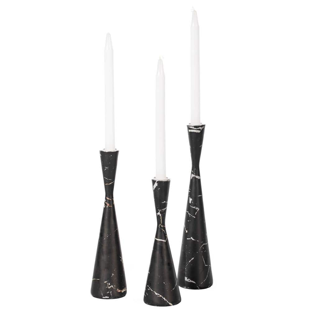 Black Marble Resin Taper Candle Holders, Pack of 18