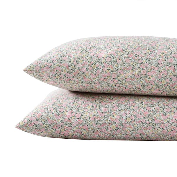 Laura Ashley Loveston 2-Piece Pink Cotton Standard Pillowcases