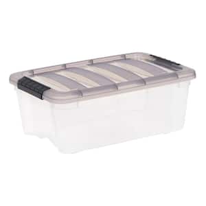 8pc Clear Rectangle Square Plastic Storage Tub Box Hinged Basket with Clips 
