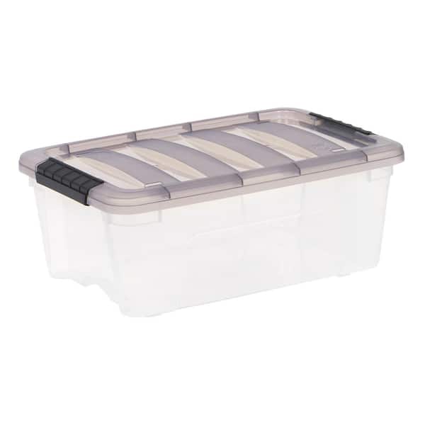 12 qt. Stack and Pull Clear Storage Box with Lid in Gray 500210