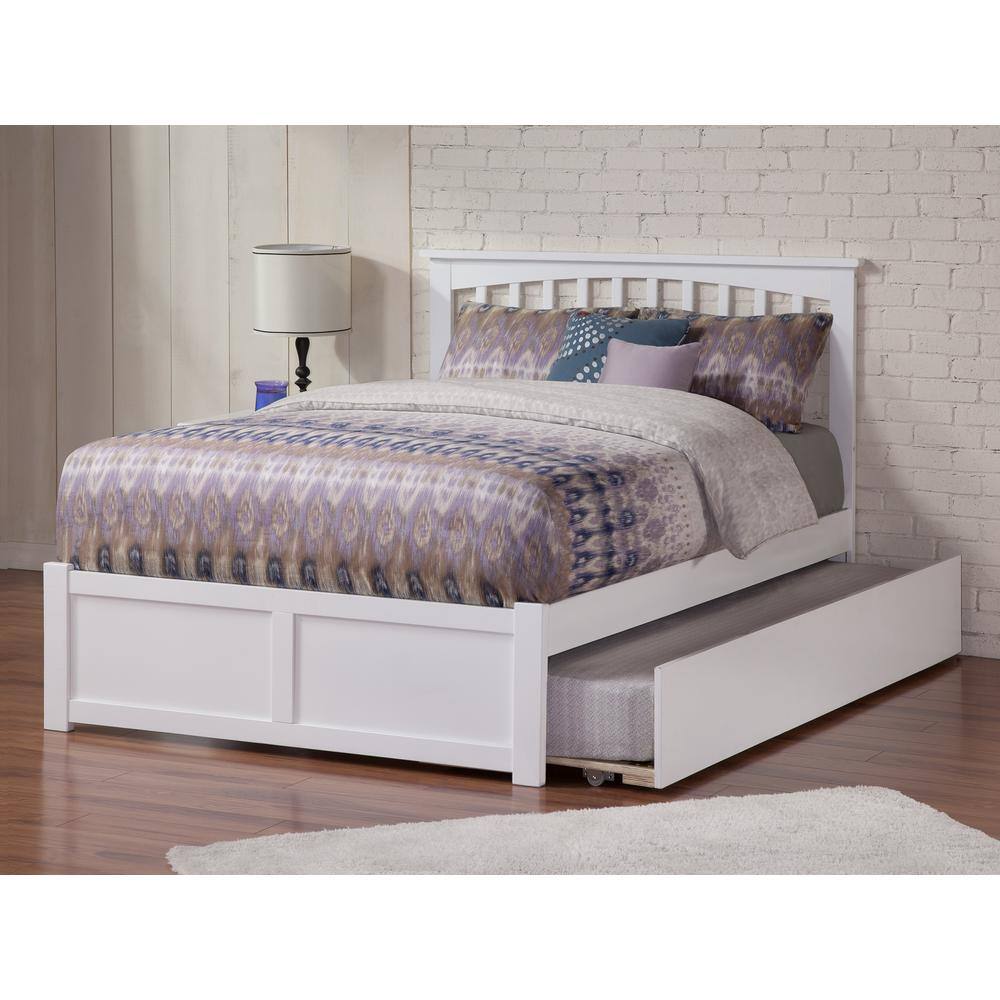 AFI Mission White Solid Wood Frame Queen Platform Bed with Footboard ...