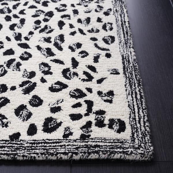 Black and White Leopard Print Accent Rug