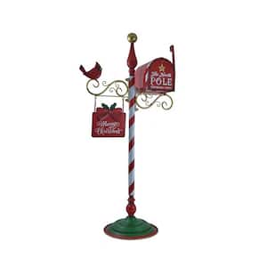 42 in. Standing Christmas Mailbox with Hanging Sign and Cardinal